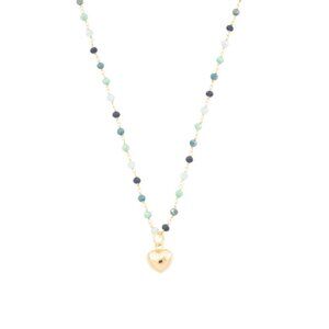 MILOR SILVER Gold Made In Italy Sterling Silver Gemstone Heart Charm Necklace